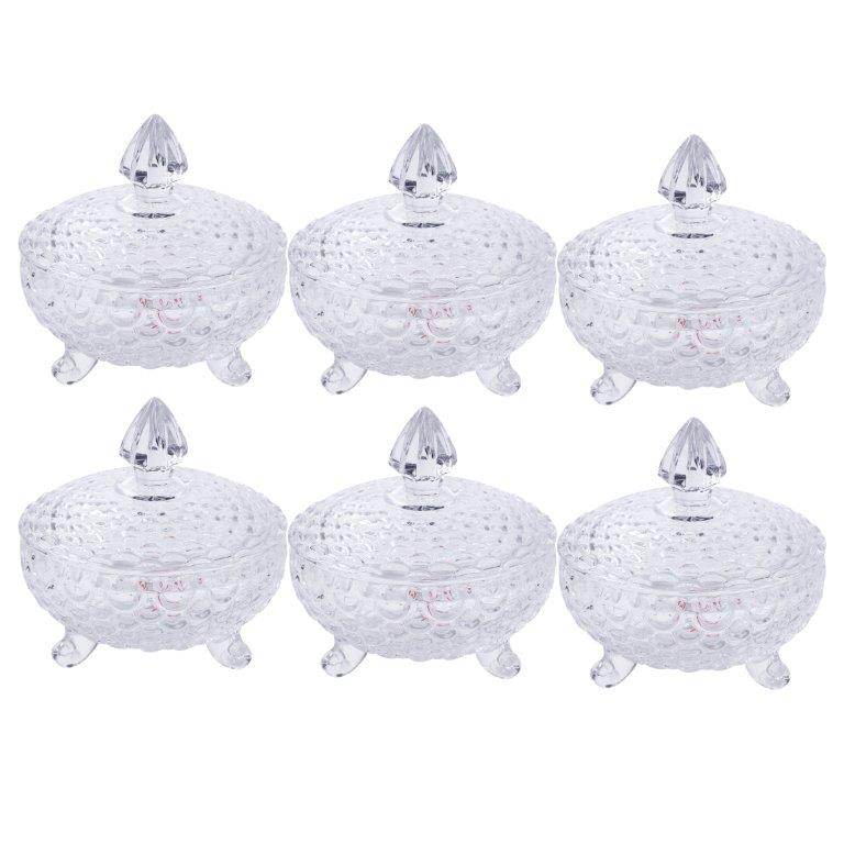 Crystal Glass Ice Cream and Dessert Bowl Set of 7 Pcs 10*6/18*17.5 cm