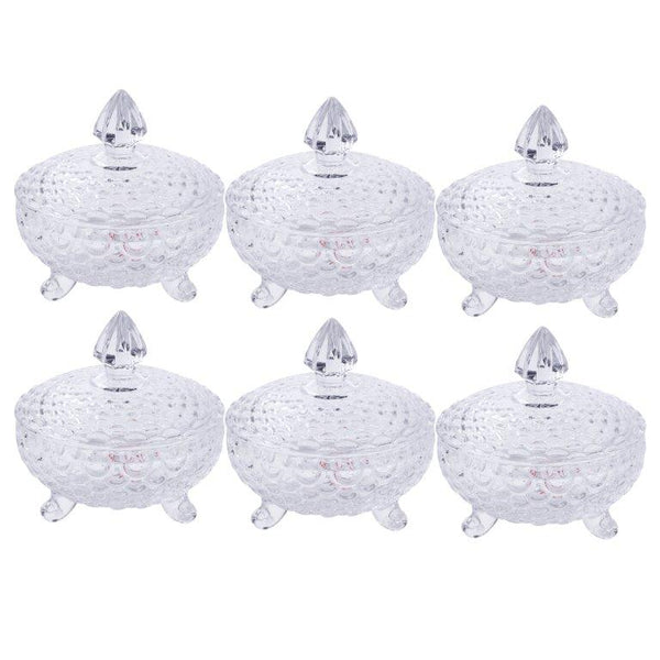 Crystal Glass Ice Cream and Dessert Bowl Set of 7 Pcs 10*6/18*17.5 cm