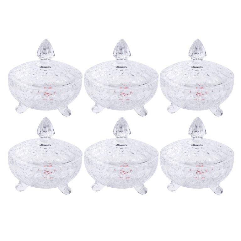 Crystal Glass Ice Cream and Dessert Bowl Set of 7 Pcs 220ML/17.5*18 cm