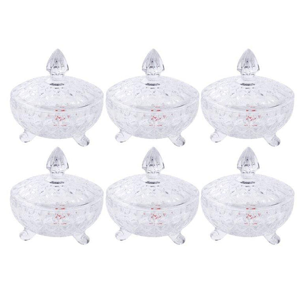 Crystal Glass Ice Cream and Dessert Bowl Set of 7 Pcs 220ML/17.5*18 cm