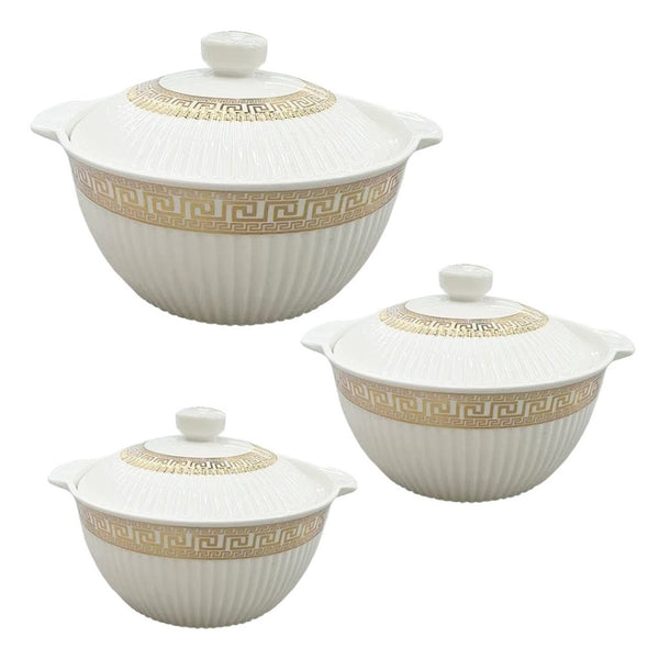 Ceramic Soup Tureen Casserole Dish Bowl Set of 3 Pcs