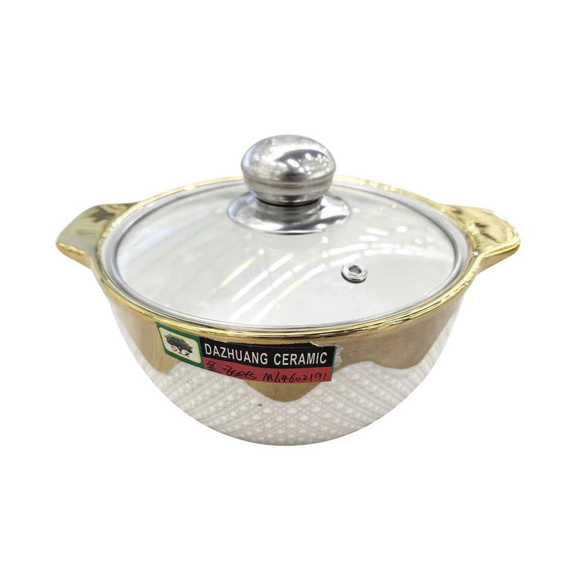 White Ceramic Gold Rim Bowl Fine Porcelain Casserole Set of 3 Pcs 7''+8''+9''
