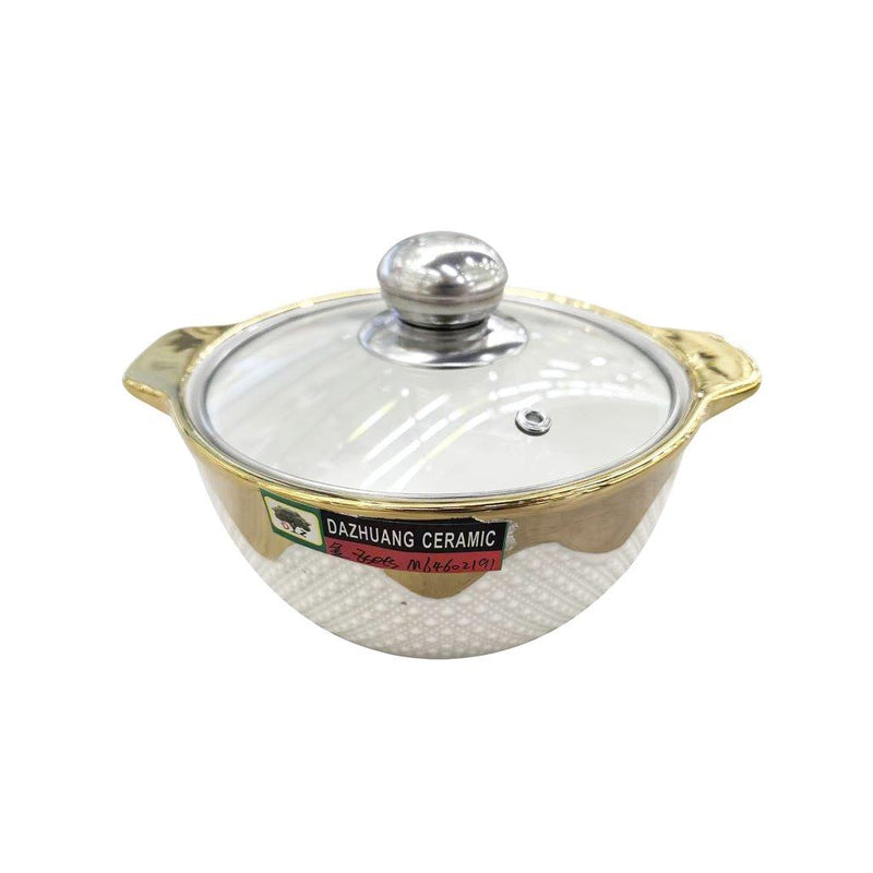 White Ceramic Gold Rim Bowl Fine Porcelain Casserole Set of 3 Pcs 7''+8''+9''