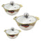 White Ceramic Gold Rim Bowl Fine Porcelain Casserole Set of 3 Pcs 7''+8''+9''
