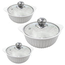 White Ceramic Gold Rim Bowl Fine Porcelain Casserole Set of 3 Pcs 7''+8''+9''