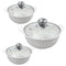 White Ceramic Gold Rim Bowl Fine Porcelain Casserole Set of 3 Pcs 7''+8''+9''