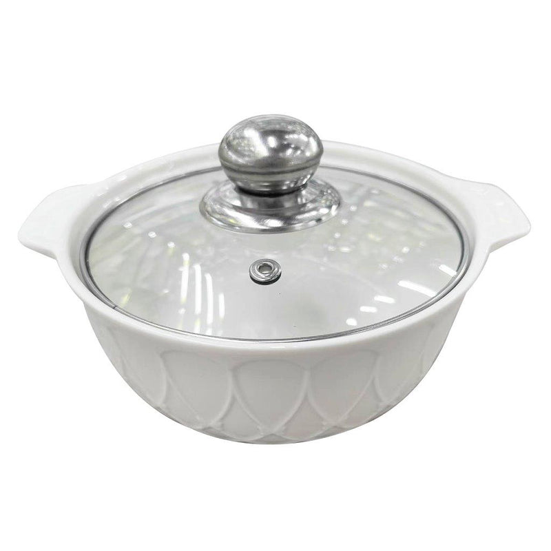 White Ceramic Gold Rim Bowl Fine Porcelain Casserole Set of 3 Pcs 7''+8''+9''