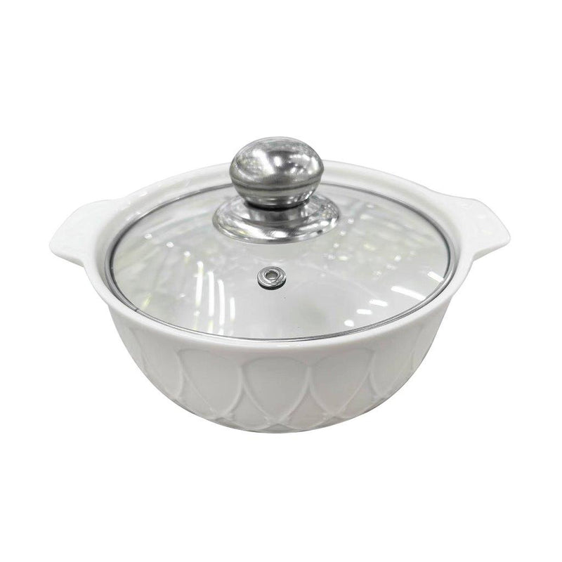 White Ceramic Gold Rim Bowl Fine Porcelain Casserole Set of 3 Pcs 7''+8''+9''