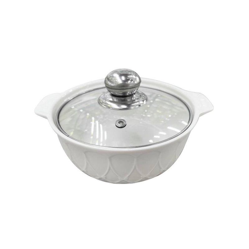 White Ceramic Gold Rim Bowl Fine Porcelain Casserole Set of 3 Pcs 7''+8''+9''