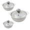White Ceramic Gold Rim Bowl Fine Porcelain Casserole Set of 3 Pcs 7''+8''+9''