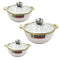 White Ceramic Gold Rim Bowl Fine Porcelain Casserole Set of 3 Pcs 7''+8''+9''