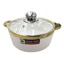 White Ceramic Gold Rim Bowl Fine Porcelain Casserole Set of 3 Pcs 7''+8''+9''
