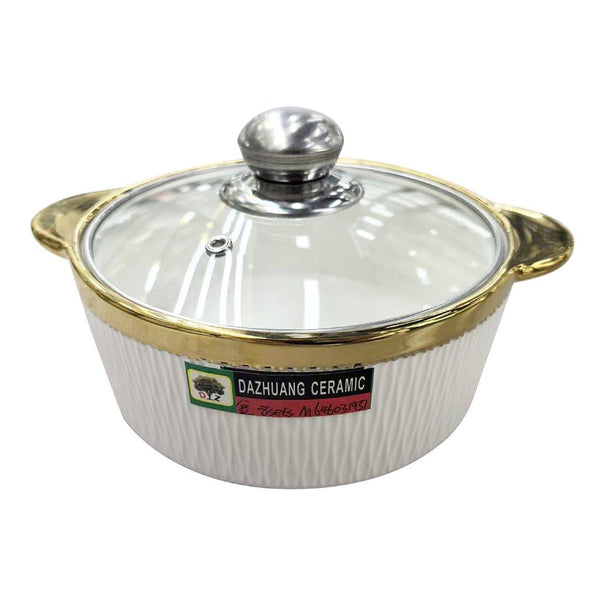 White Ceramic Gold Rim Bowl Fine Porcelain Casserole Set of 3 Pcs 7''+8''+9''