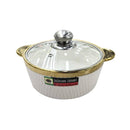 White Ceramic Gold Rim Bowl Fine Porcelain Casserole Set of 3 Pcs 7''+8''+9''