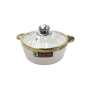 White Ceramic Gold Rim Bowl Fine Porcelain Casserole Set of 3 Pcs 7''+8''+9''