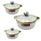 White Ceramic Gold Rim Bowl Fine Porcelain Casserole Set of 3 Pcs 7''+8''+9''
