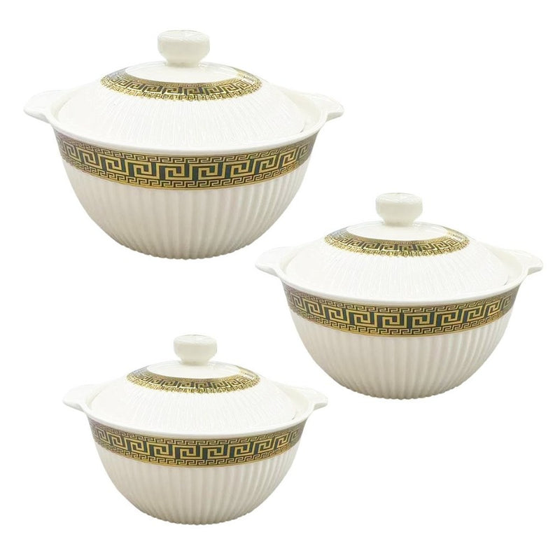 Ceramic Soup Tureen Casserole Dish Bowl Set of 3 Pcs