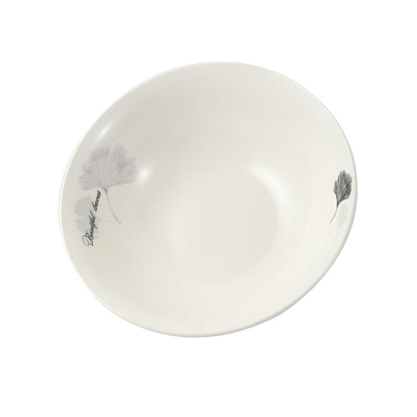 White Ceramic Floral Print Tableware Round Serving Dish Bowl 9''