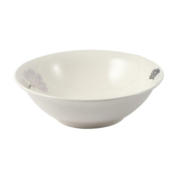 White Ceramic Floral Print Tableware Round Serving Dish Bowl 9''