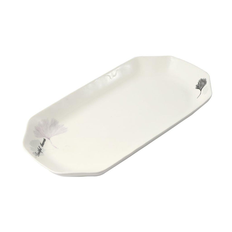 White Ceramic Floral Print Tableware Oval Serving Dish Plate 30 cm