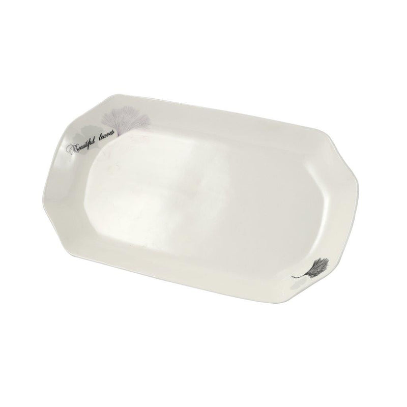 White Ceramic Floral Print Tableware Oval Serving Dish Plate 30 cm