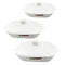 White Ceramic Plain Rim Bowl Fine Porcelain Casserole Set of 3 Pcs 11.5+12.5+13.5''