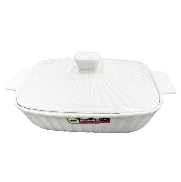 White Ceramic Plain Rim Bowl Fine Porcelain Casserole Set of 3 Pcs 11.5+12.5+13.5''