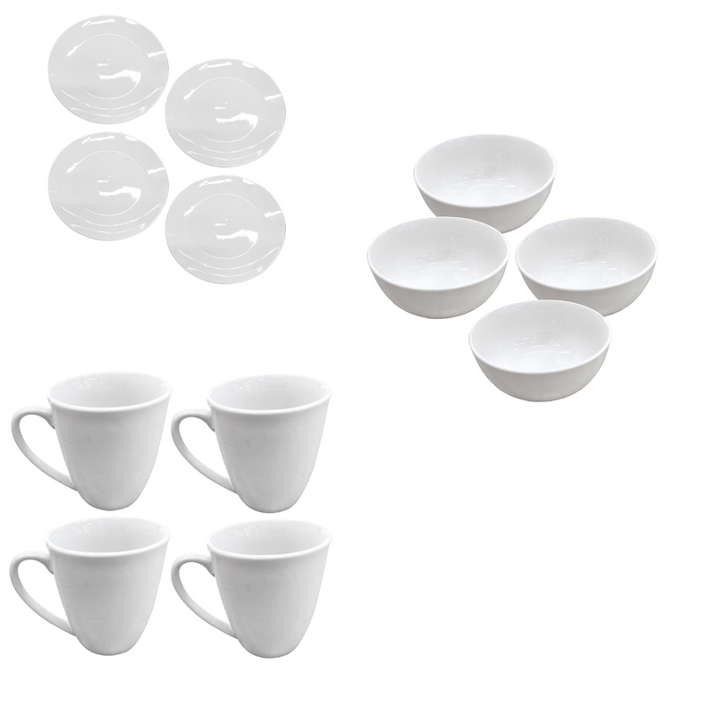 Vanilla White Ceramic Dinner Set of 16 Pcs