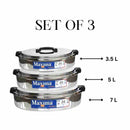 Premium Stainless Steel Maxima Hot Pot Royale Food Warmer Oval 3 Pcs Set with Plastic Handles - Ideal for BBQ, 3500ml, 5000ml, 7500ml