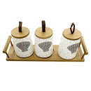 Ceramic Tea Coffee Sugar Canister Set of 3 Pcs with Tray 13*8.5*10.5 cm