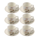 Ceramic Coffee Cup and Saucer Set of 6 Pcs Abstract Print 6.5*4.5/11 cm