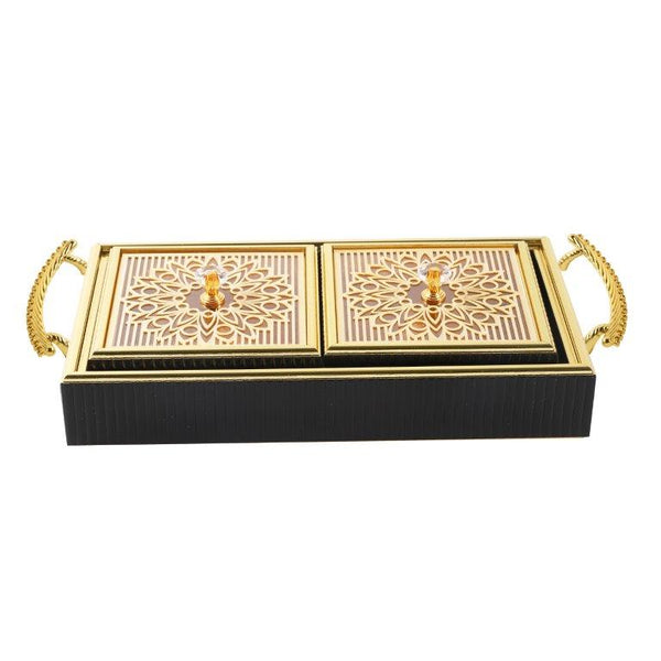Deco Candy Box Nuts and Chocolates 2 Slot Serving Tray with Lid 34*7.5*8 cm