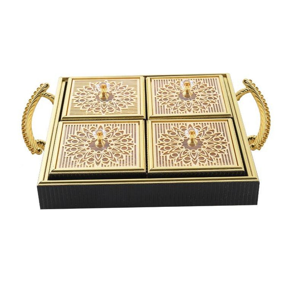Deco Candy Box Nuts and Chocolates 4 Slot Serving Tray with Lid 34*30*8 cm
