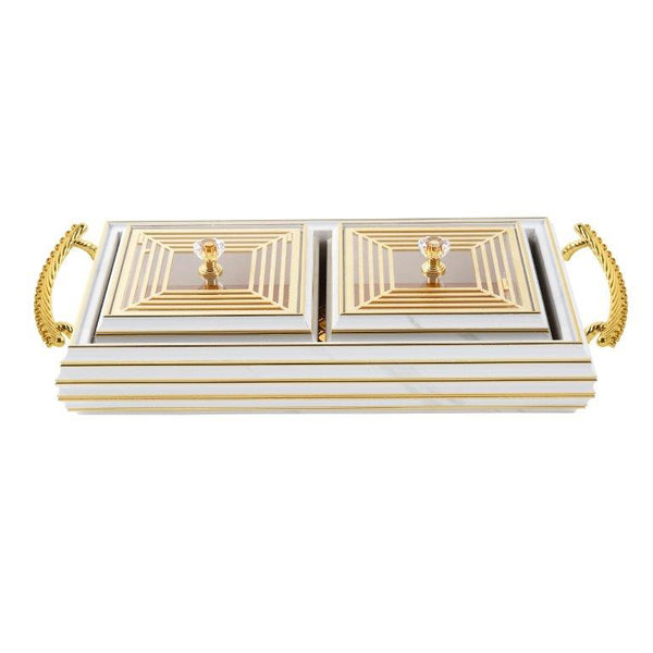 Deco Candy Box Nuts and Chocolates 2 Slot Serving Tray with Lid 34*7.5*8 cm