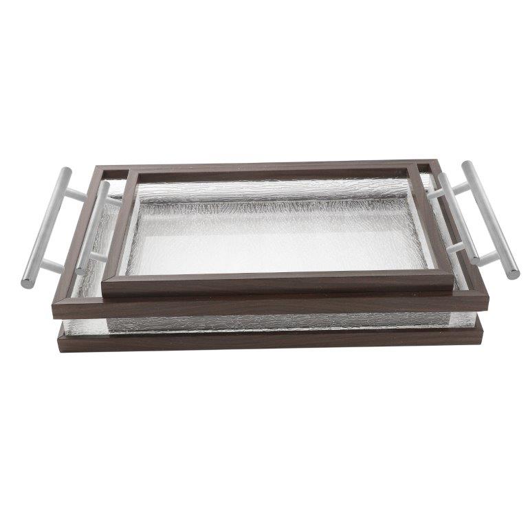 Plastic Rectangular Serving Tray Set of 2 46.5*28*6 cm/38.5*23*6 cm