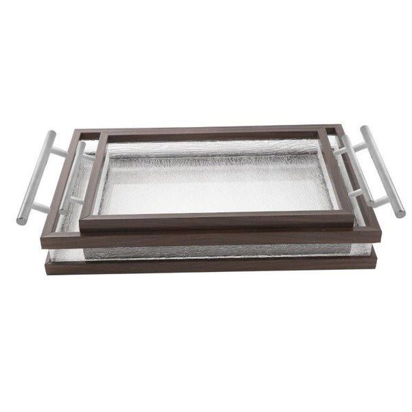 Plastic Rectangular Serving Tray Set of 2 46.5*28*6 cm/38.5*23*6 cm