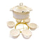 White & Gold Ceramic Soup Tureen Casserole Dish Bowl Set of 6