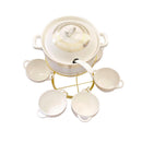 White & Gold Ceramic Soup Tureen Casserole Dish Bowl Set of 6