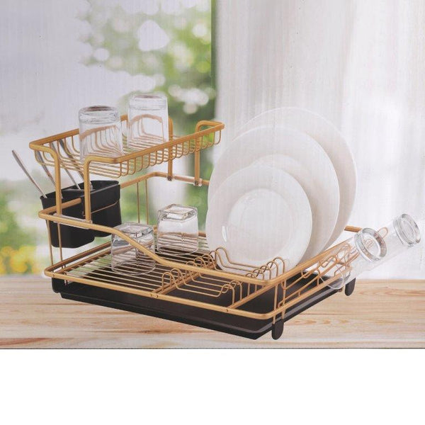Gold and Black Metal Dish Rack Cutlery Holder 45.5*32*27.5 cm