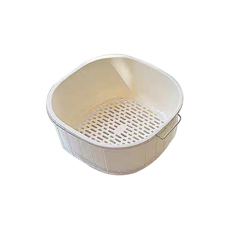 Plastic Double Layer Draining Basket Cleaning Bowl 21*9.5 cm