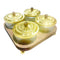 Deco Metal Fruit and Appetizer Jar Set with Wooden Tray 20*20 cm