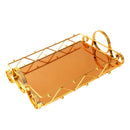 Deco Gold Metal Rectangular Serving Tray Set of 2 Pcs 38*25/43*30 cm
