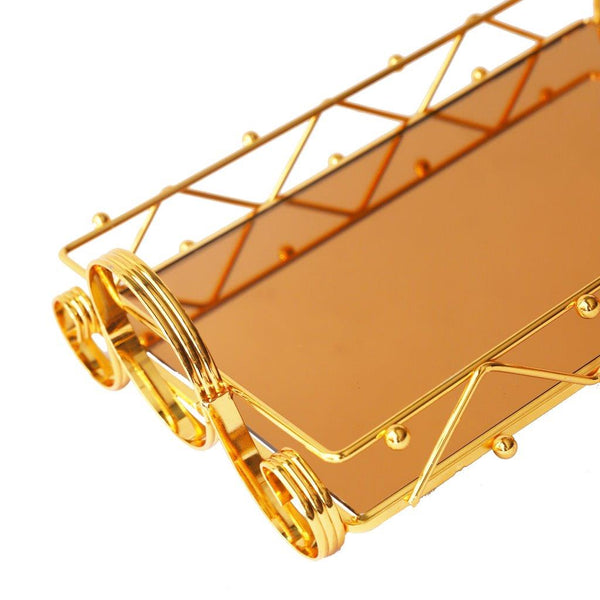 Deco Gold Metal Rectangular Serving Tray Set of 2 Pcs 38*25/43*30 cm