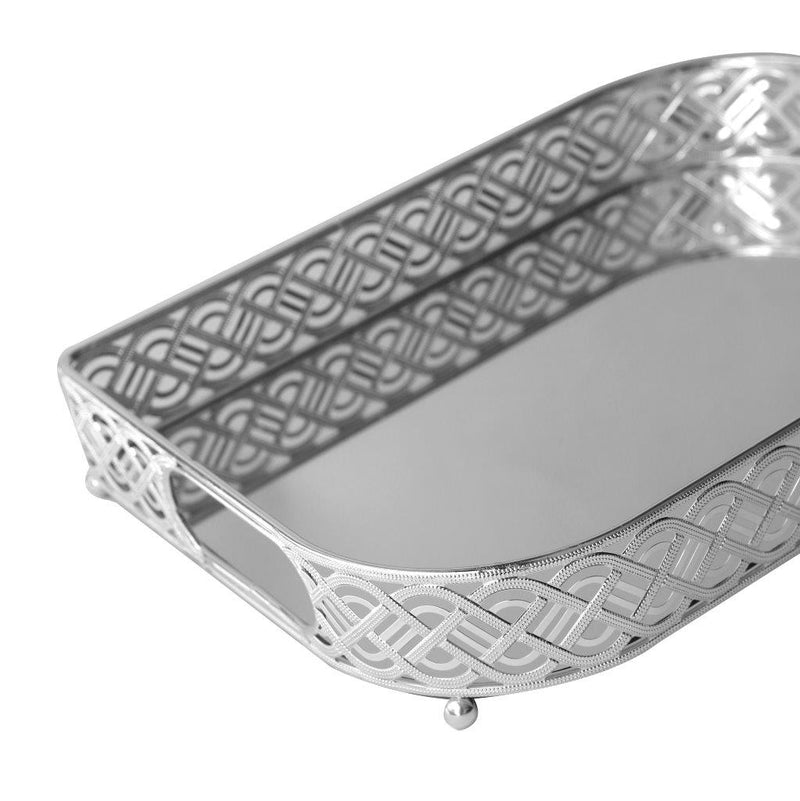 Deco Silver Metal Rectangular Serving Tray Set of 2 Pcs 35*25/30*40 cm