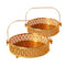 Deco Gold Metal Round Serving Tray Fruit Basket Set of 2 Pcs