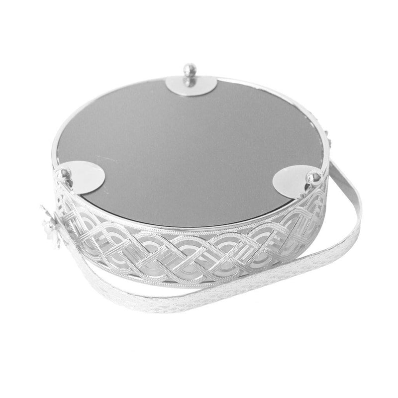 Deco Silver Metal Round Serving Tray Fruit Basket Set of 2 Pcs