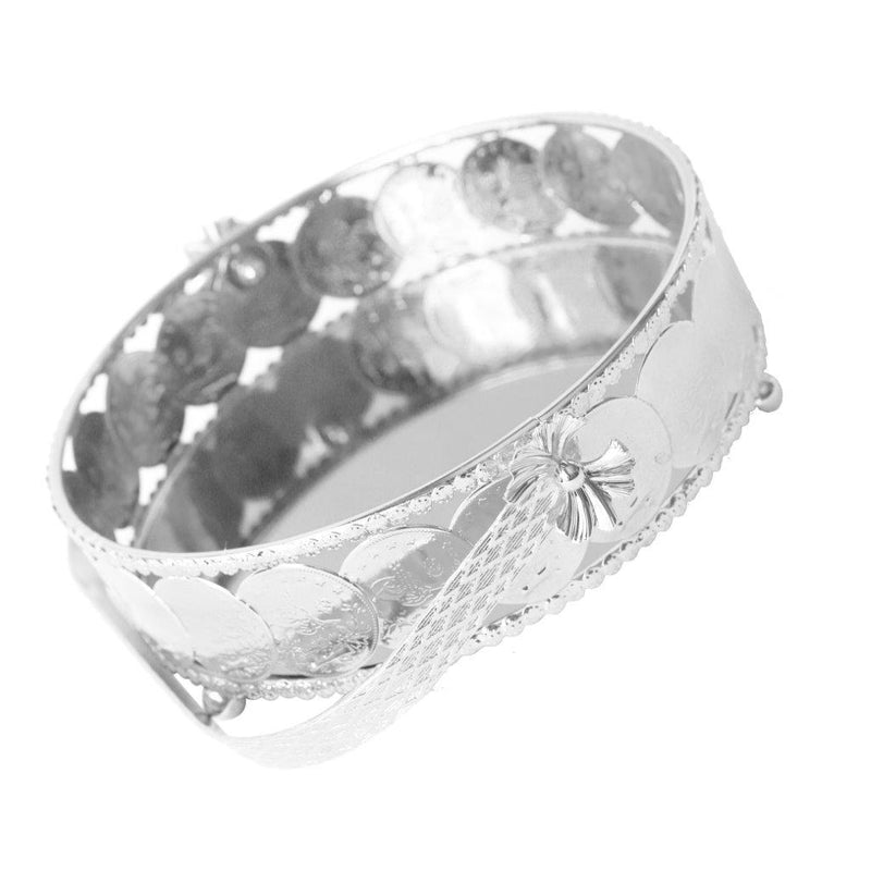 Deco Silver Metal Round Serving Tray Fruit Basket Set of 2 Pcs