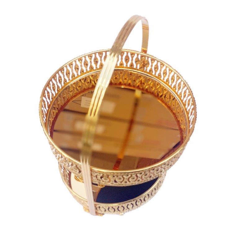 Engraved Deco Gift Basket Fruit Plate Nuts and Chocolates Serving Tray 2 Tier 25*40 cm