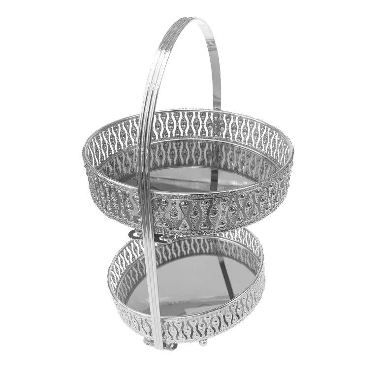 Engraved Deco Gift Basket Fruit Plate Nuts and Chocolates Serving Tray 2 Tier 25*40 cm