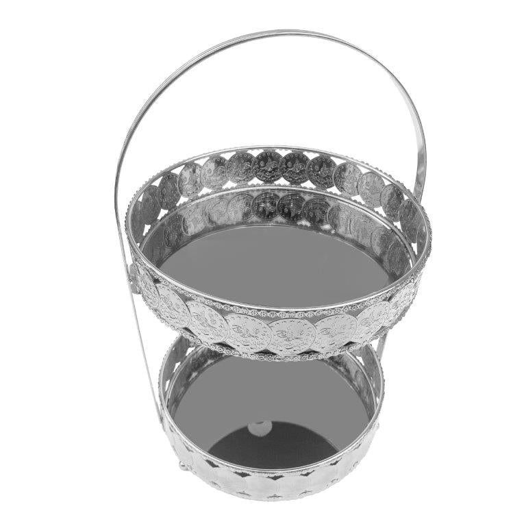 Engraved Deco Gift Basket Fruit Plate Nuts and Chocolates Serving Tray 2 Tier 25*40 cm